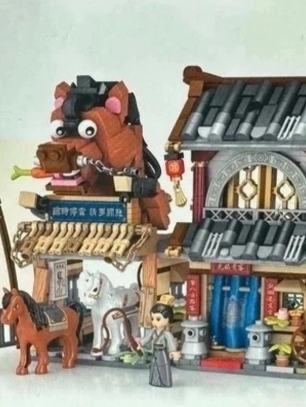 Galloping Horses Canvas Chinese Music Pavilion Building Set